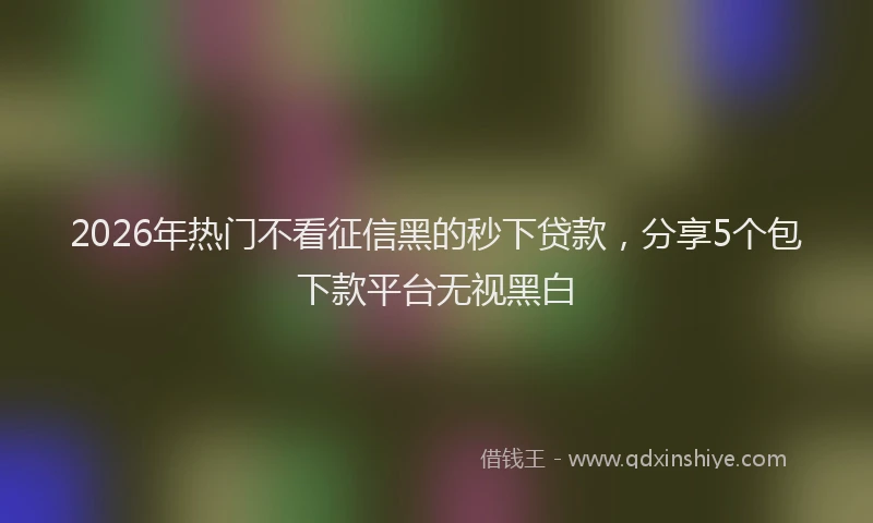 2026年热门不看征信黑的秒下贷款，分享5个包下款平台无视黑白