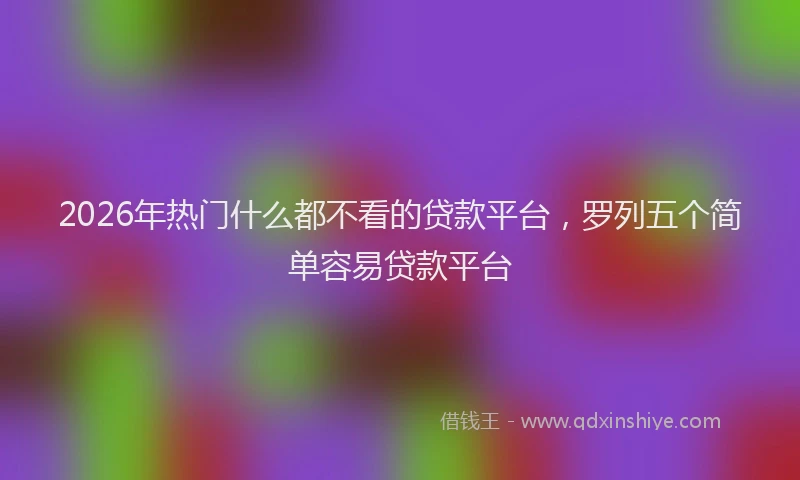 2026年热门什么都不看的贷款平台，罗列五个简单容易贷款平台