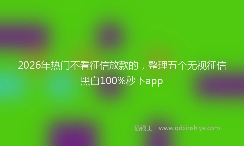 2026年热门不看征信放款的，整理五个无视征信黑白100%秒下app