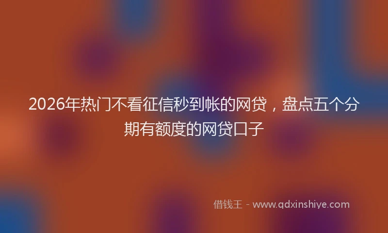2026年热门不看征信秒到帐的网贷，盘点五个分期有额度的网贷口子