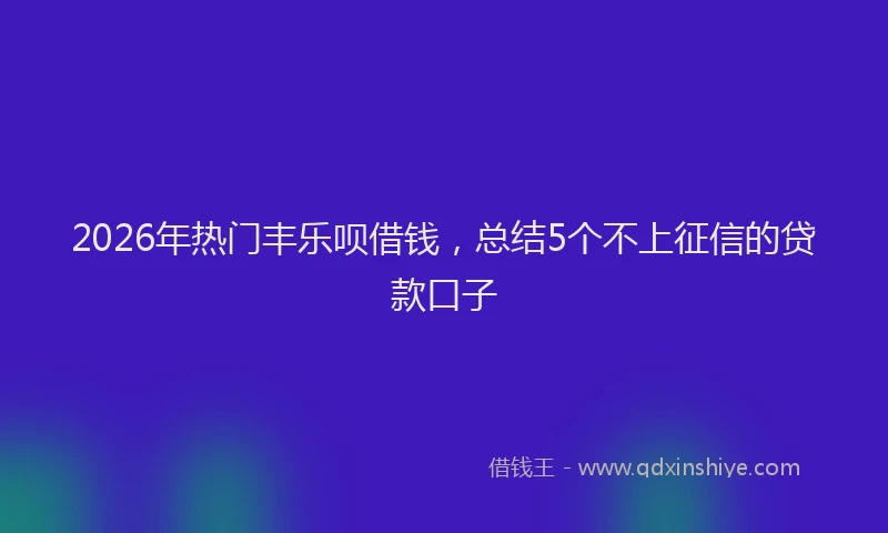 2026年热门丰乐呗借钱，总结5个不上征信的贷款口子