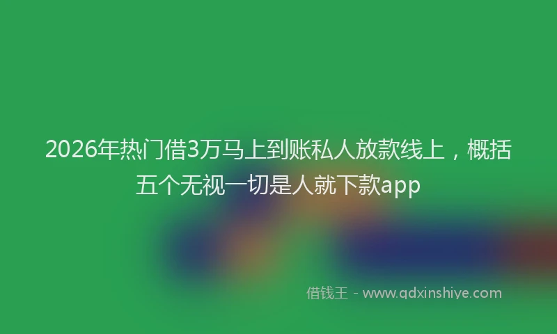 2026年热门借3万马上到账私人放款线上，概括五个无视一切是人就下款app