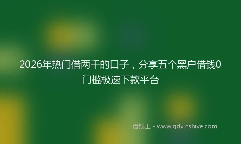 2026年热门借两千的口子，分享五个黑户借钱0门槛极速下款平台