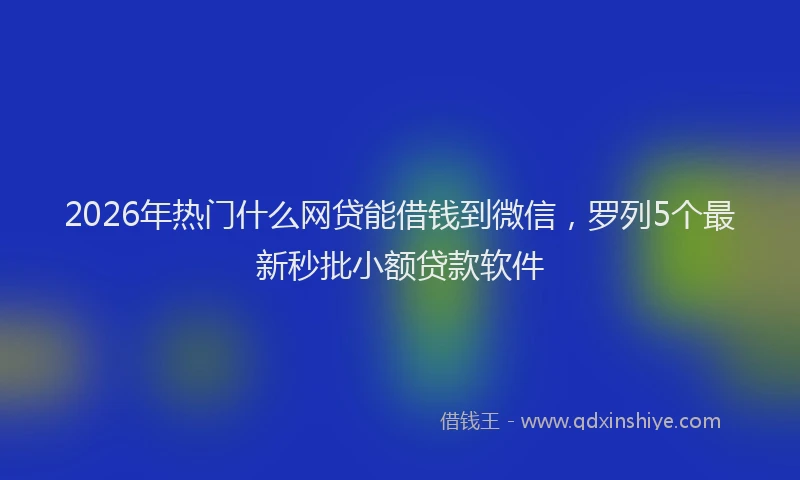 2026年热门什么网贷能借钱到微信，罗列5个最新秒批小额贷款软件