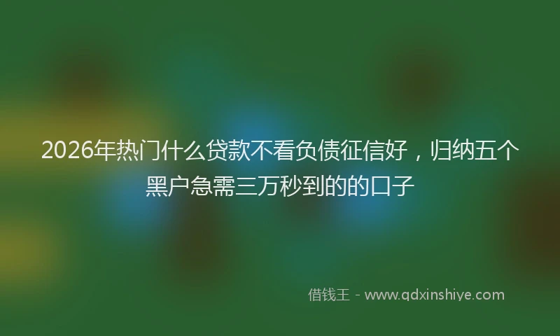 2026年热门什么贷款不看负债征信好，归纳五个黑户急需三万秒到的的口子