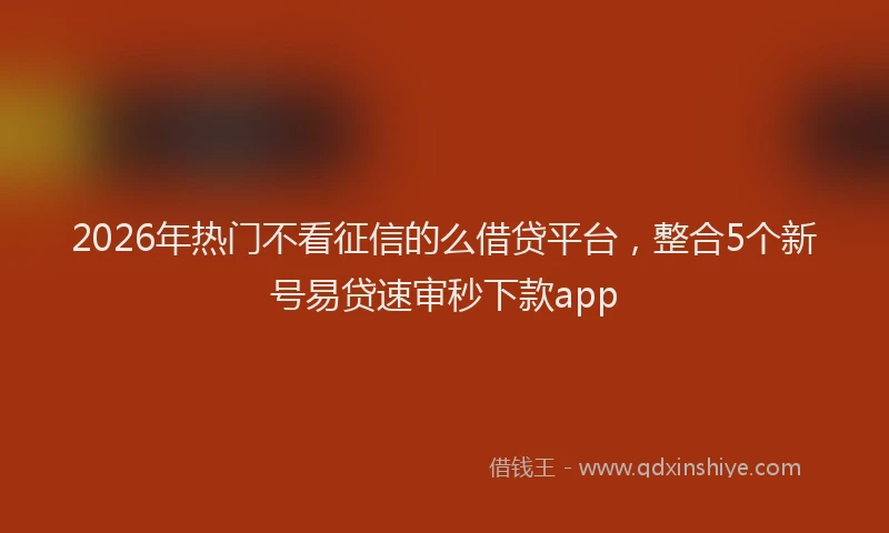 2026年热门不看征信的么借贷平台，整合5个新号易贷速审秒下款app