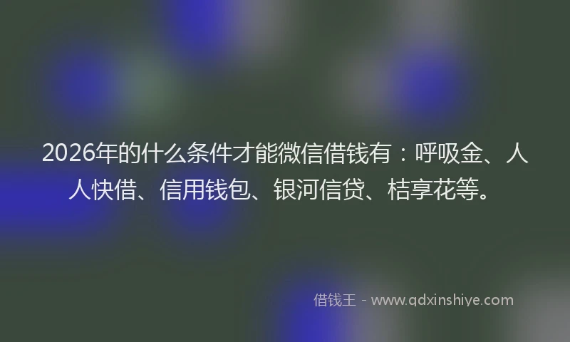 2026年的什么条件才能微信借钱有：呼吸金、人人快借、信用钱包、银河信贷、桔享花等。