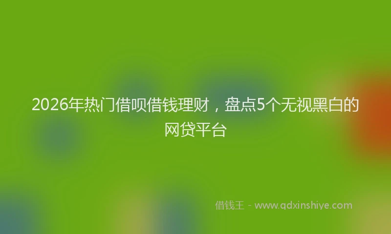 2026年热门借呗借钱理财，盘点5个无视黑白的网贷平台