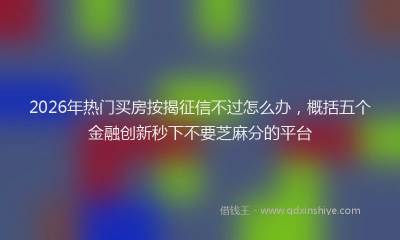 2026年热门买房按揭征信不过怎么办，概括五个金融创新秒下不要芝麻分的平台