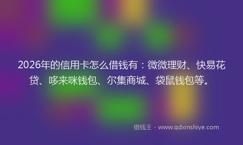 2026年的信用卡怎么借钱有：微微理财、快易花贷、哆来咪钱包、尔集商城、袋鼠钱包等。