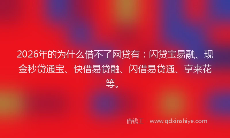 2026年的为什么借不了网贷有：闪贷宝易融、现金秒贷通宝、快借易贷融、闪借易贷通、享来花等。
