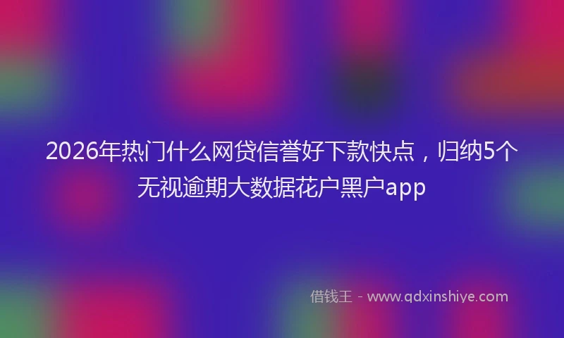 2026年热门什么网贷信誉好下款快点，归纳5个无视逾期大数据花户黑户app