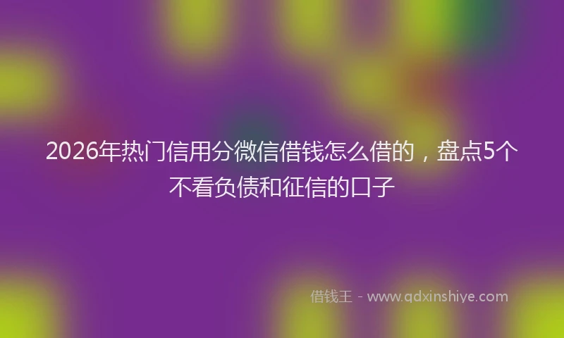 2026年热门信用分微信借钱怎么借的，盘点5个不看负债和征信的口子