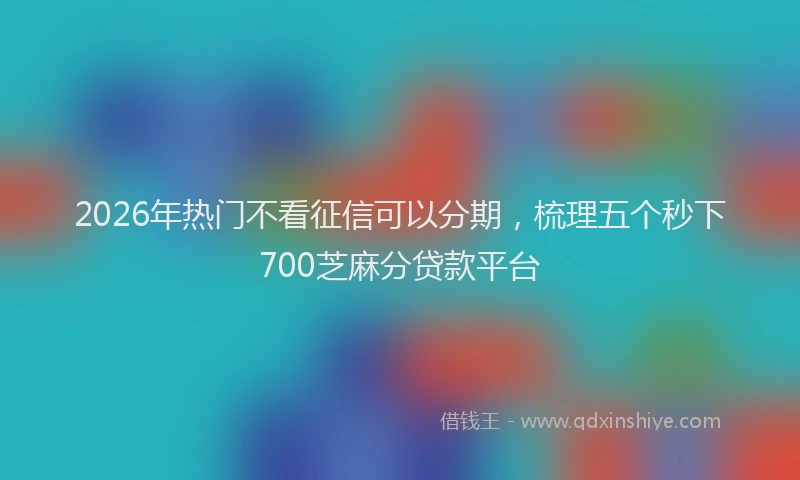 2026年热门不看征信可以分期，梳理五个秒下700芝麻分贷款平台