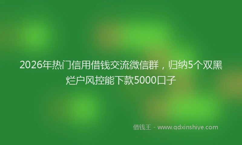 2026年热门信用借钱交流微信群，归纳5个双黑烂户风控能下款5000口子