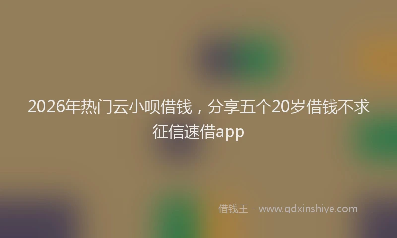 2026年热门云小呗借钱，分享五个20岁借钱不求征信速借app