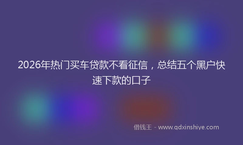 2026年热门买车贷款不看征信，总结五个黑户快速下款的口子