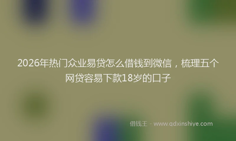 2026年热门众业易贷怎么借钱到微信，梳理五个网贷容易下款18岁的口子