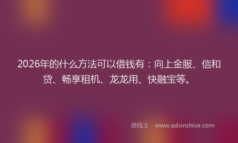 2026年的什么方法可以借钱有：向上金服、信和贷、畅享租机、龙龙用、快融宝等。