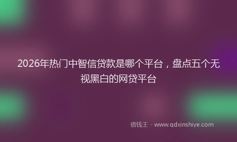 2026年热门中智信贷款是哪个平台，盘点五个无视黑白的网贷平台