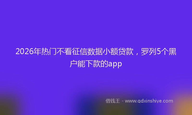2026年热门不看征信数据小额贷款，罗列5个黑户能下款的app