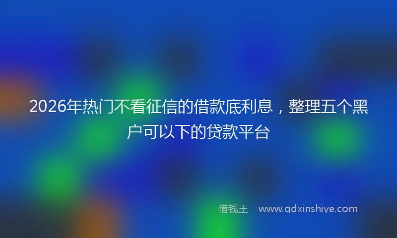2026年热门不看征信的借款底利息，整理五个黑户可以下的贷款平台