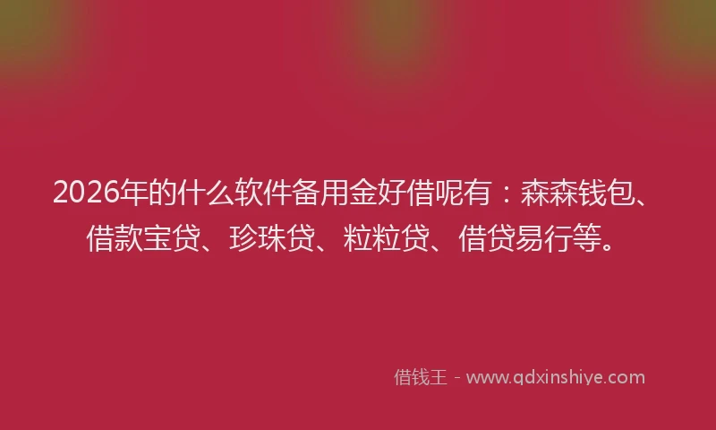 2026年的什么软件备用金好借呢有：森森钱包、借款宝贷、珍珠贷、粒粒贷、借贷易行等。