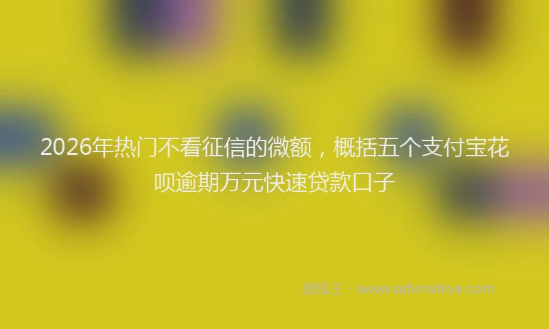 2026年热门不看征信的微额，概括五个支付宝花呗逾期万元快速贷款口子