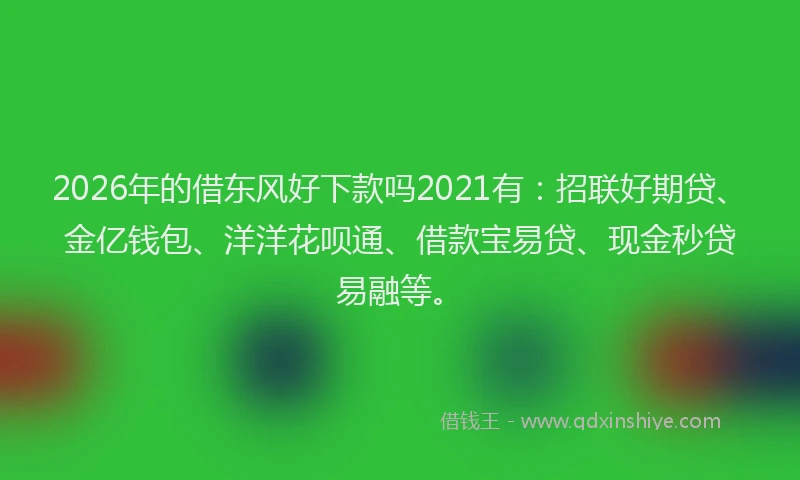 2026年的借东风好下款吗2021有：招联好期贷、金亿钱包、洋洋花呗通、借款宝易贷、现金秒贷易融等。