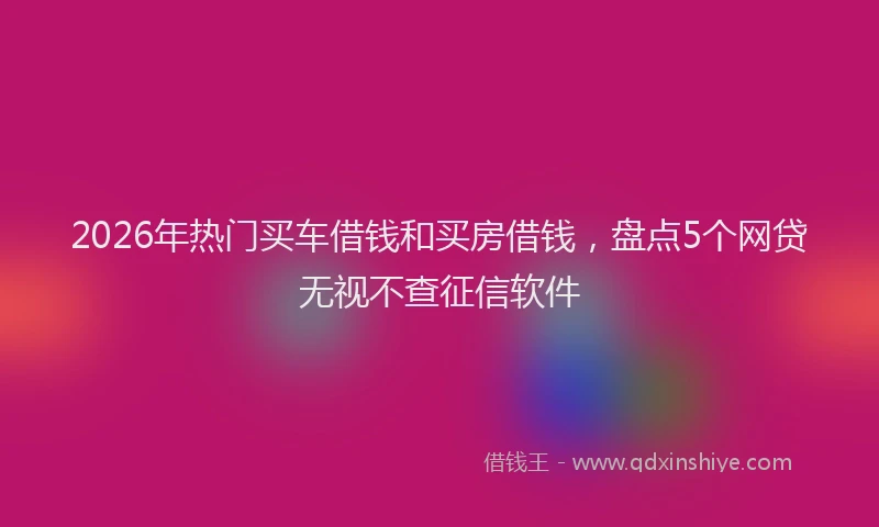 2026年热门买车借钱和买房借钱，盘点5个网贷无视不查征信软件