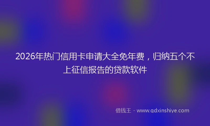 2026年热门信用卡申请大全免年费，归纳五个不上征信报告的贷款软件