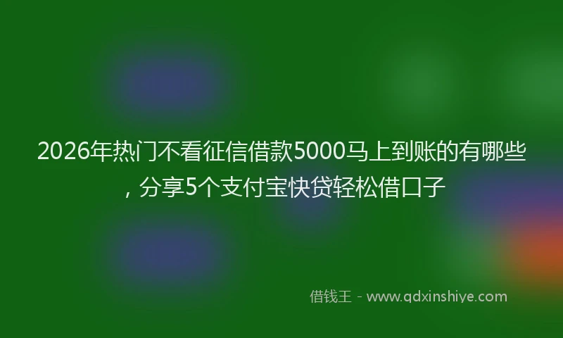 2026年热门不看征信借款5000马上到账的有哪些，分享5个支付宝快贷轻松借口子