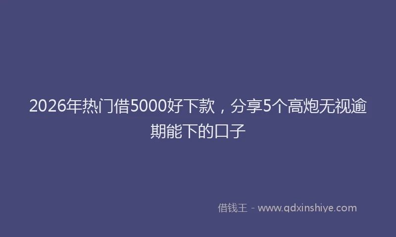 2026年热门借5000好下款，分享5个高炮无视逾期能下的口子
