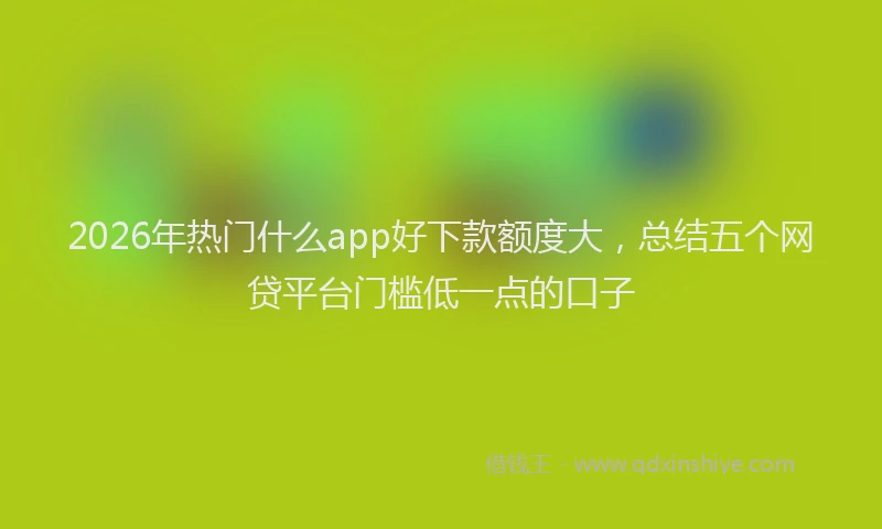 2026年热门什么app好下款额度大，总结五个网贷平台门槛低一点的口子