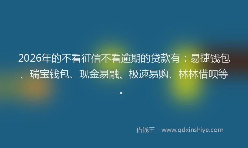 2026年的不看征信不看逾期的贷款有：易捷钱包、瑞宝钱包、现金易融、极速易购、林林借呗等。