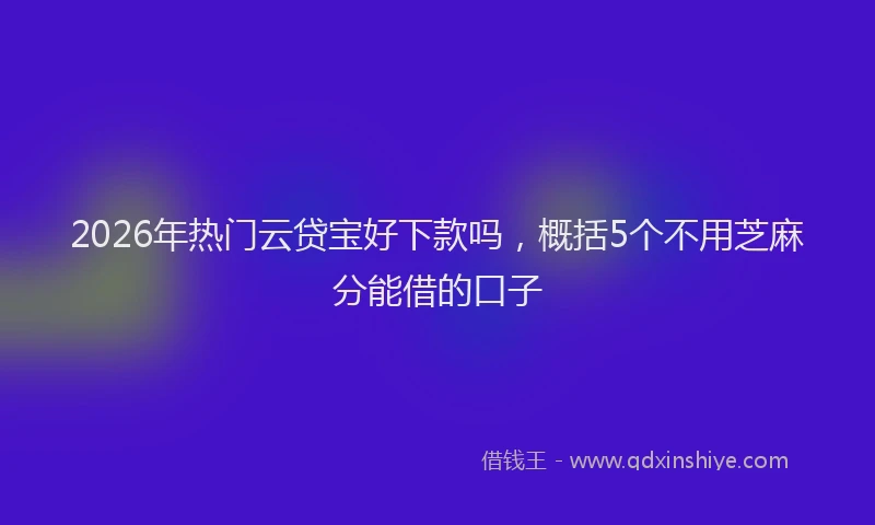 2026年热门云贷宝好下款吗，概括5个不用芝麻分能借的口子