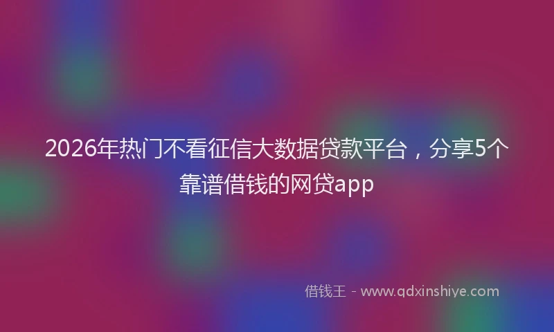 2026年热门不看征信大数据贷款平台，分享5个靠谱借钱的网贷app