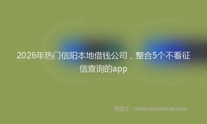 2026年热门信阳本地借钱公司，整合5个不看征信查询的app