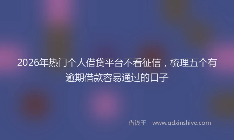 2026年热门个人借贷平台不看征信，梳理五个有逾期借款容易通过的口子