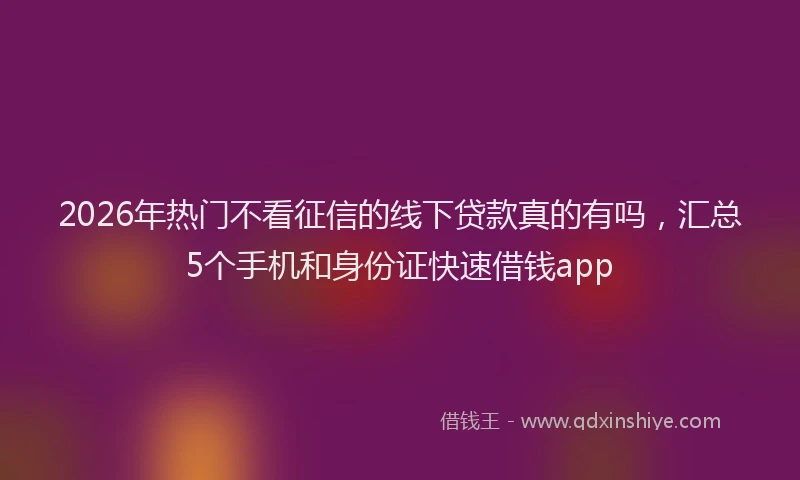 2026年热门不看征信的线下贷款真的有吗，汇总5个手机和身份证快速借钱app