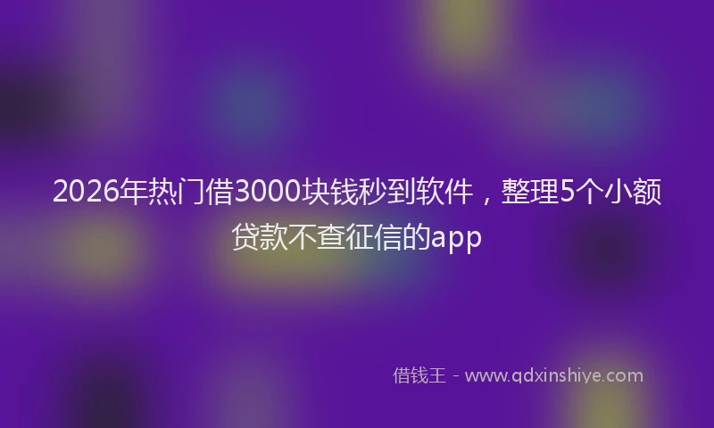 2026年热门借3000块钱秒到软件，整理5个小额贷款不查征信的app