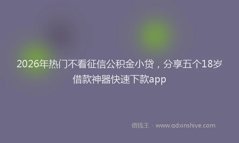 2026年热门不看征信公积金小贷，分享五个18岁借款神器快速下款app