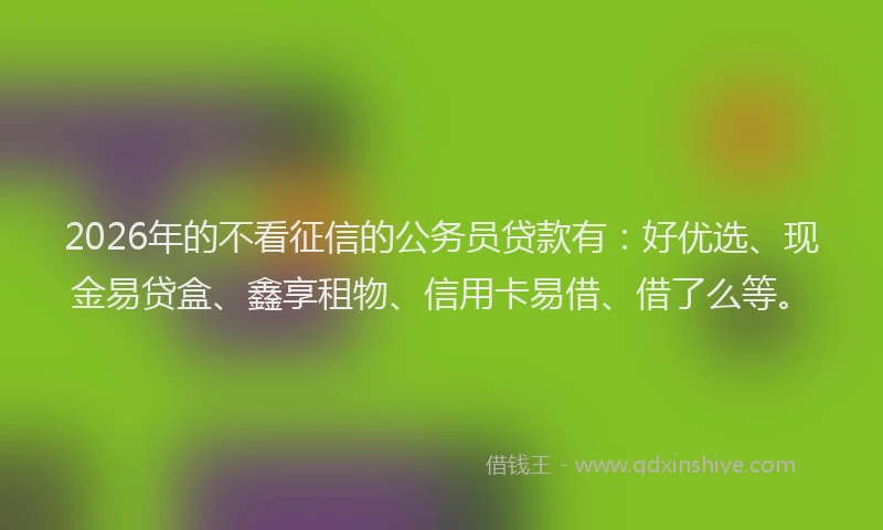 2026年的不看征信的公务员贷款有：好优选、现金易贷盒、鑫享租物、信用卡易借、借了么等。