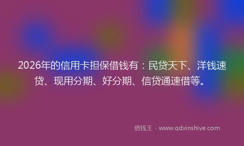 2026年的信用卡担保借钱有：民贷天下、洋钱速贷、现用分期、好分期、信贷通速借等。