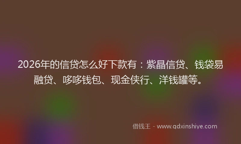 2026年的信贷怎么好下款有：紫晶信贷、钱袋易融贷、哆哆钱包、现金侠行、洋钱罐等。