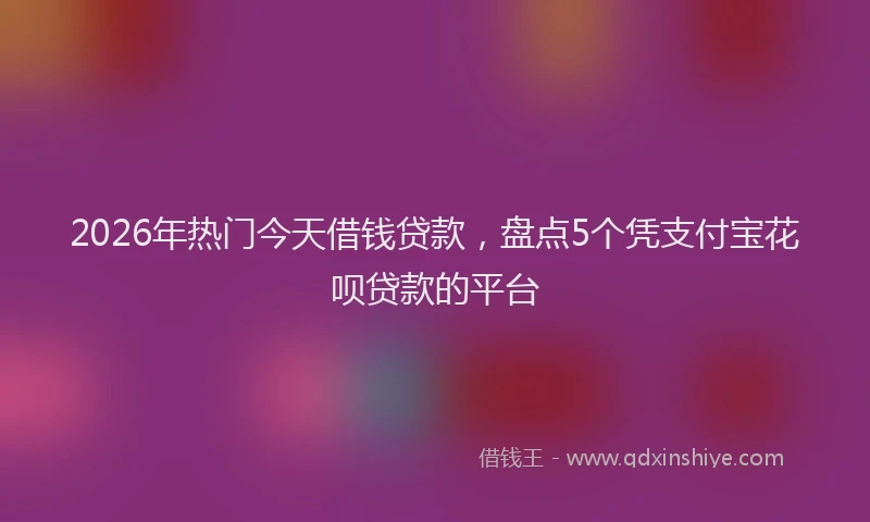2026年热门今天借钱贷款，盘点5个凭支付宝花呗贷款的平台