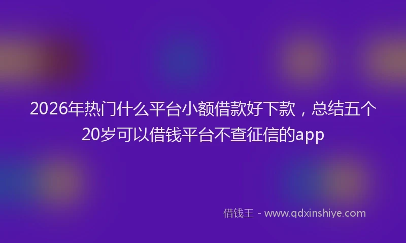 2026年热门什么平台小额借款好下款，总结五个20岁可以借钱平台不查征信的app
