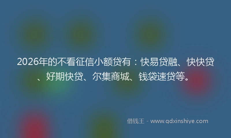 2026年的不看征信小额贷有：快易贷融、快快贷、好期快贷、尔集商城、钱袋速贷等。