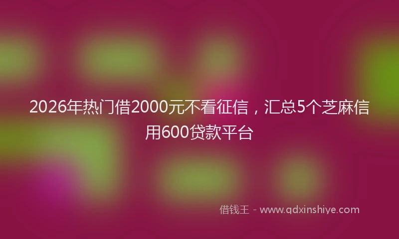 2026年热门借2000元不看征信，汇总5个芝麻信用600贷款平台