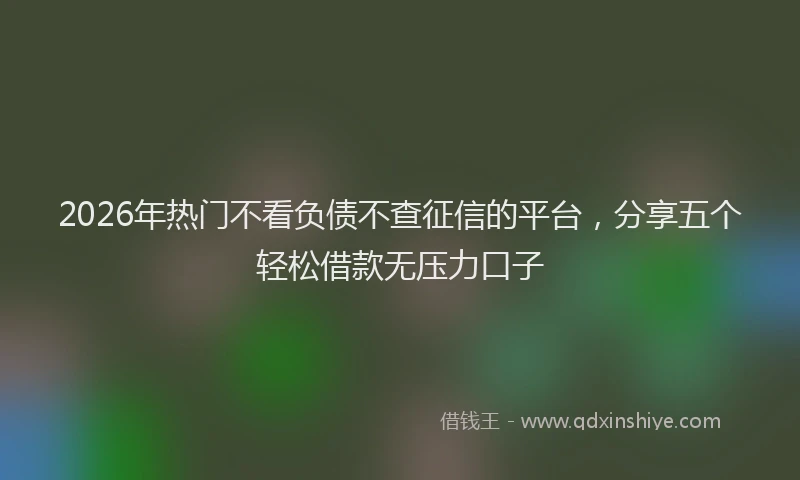 2026年热门不看负债不查征信的平台，分享五个轻松借款无压力口子